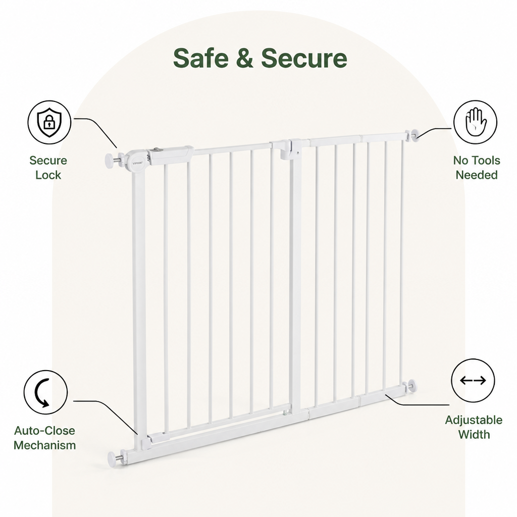 DogBedHouse Pressure-Mount Auto-Close Steel Baby & Pet Gate