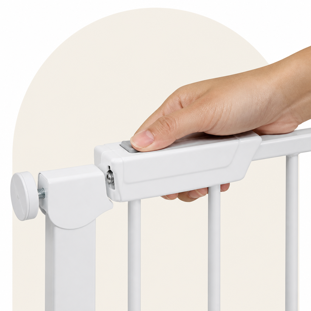 DogBedHouse Pressure-Mount Auto-Close Steel Baby & Pet Gate