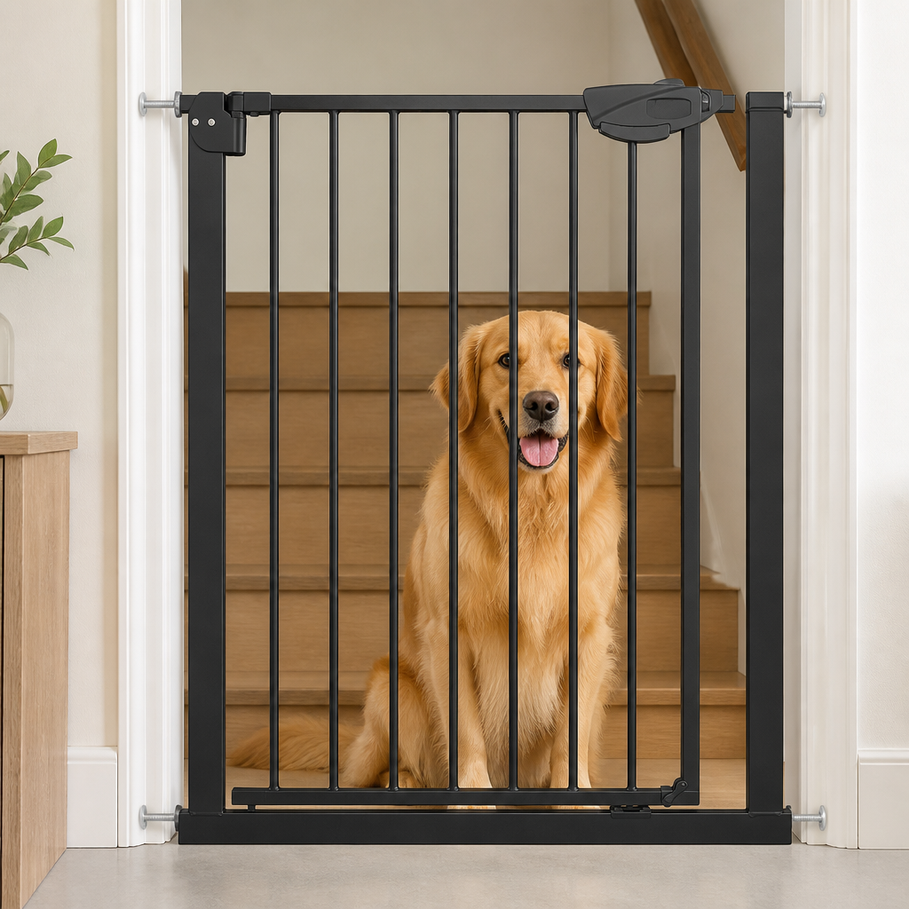 DogBedHouse Pressure-Mounted Auto-Close & Double Lock Pet Gate
