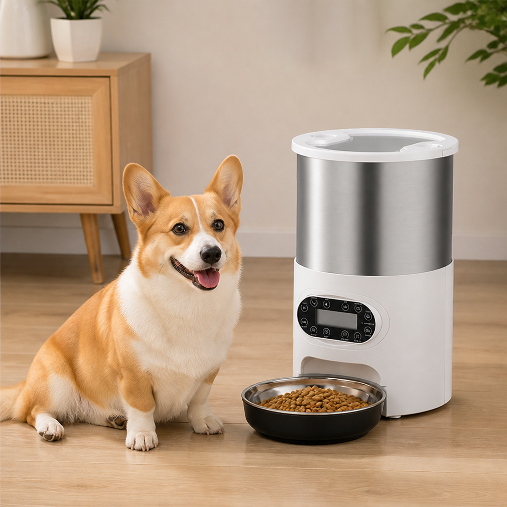 DogBedHouse Programmable Portion Control Automatic Pet Feeder (Removable Stainless Steel Bowl)