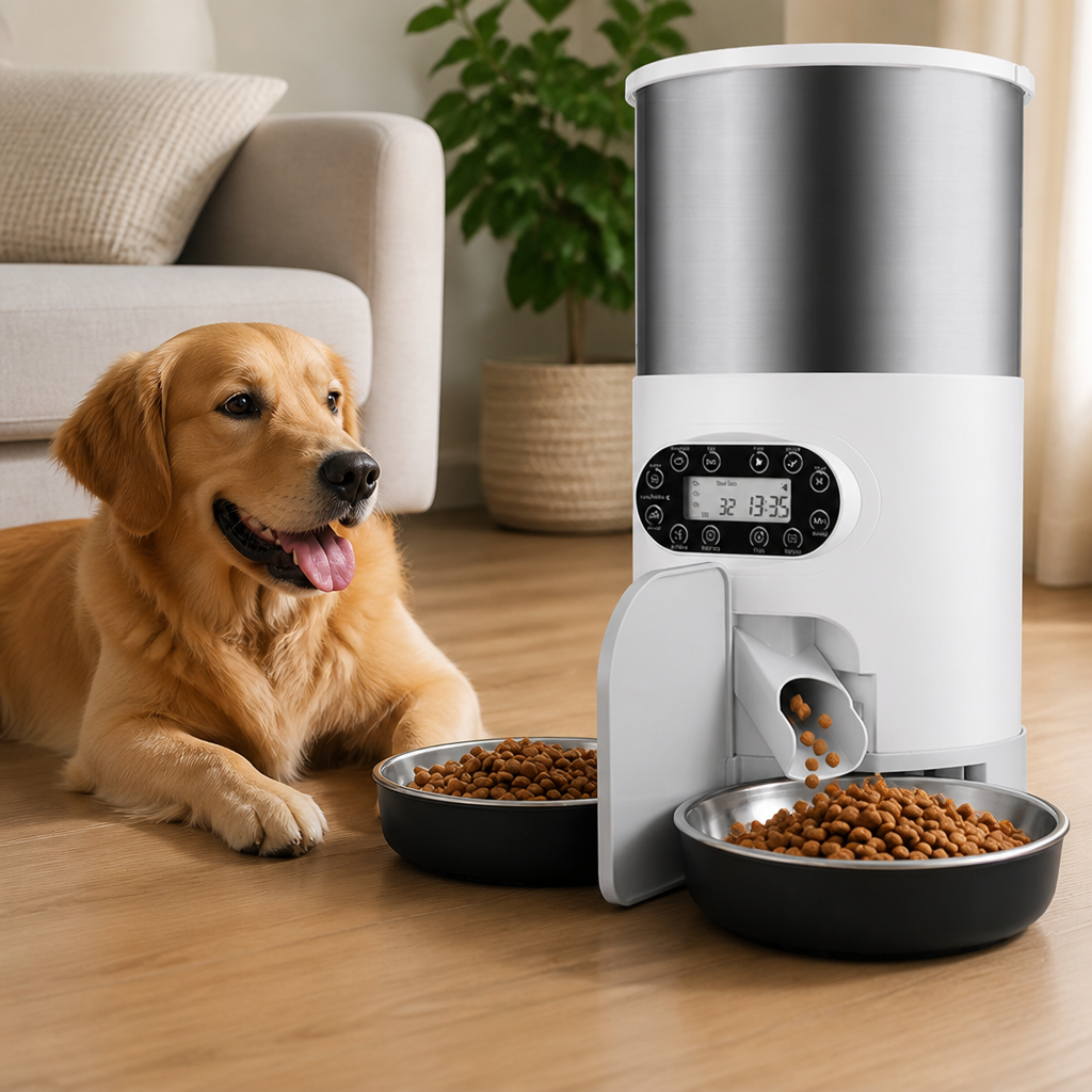 DogBedHouse Programmable Portion Control & Infrared Anti-Overflow Pet Feeder