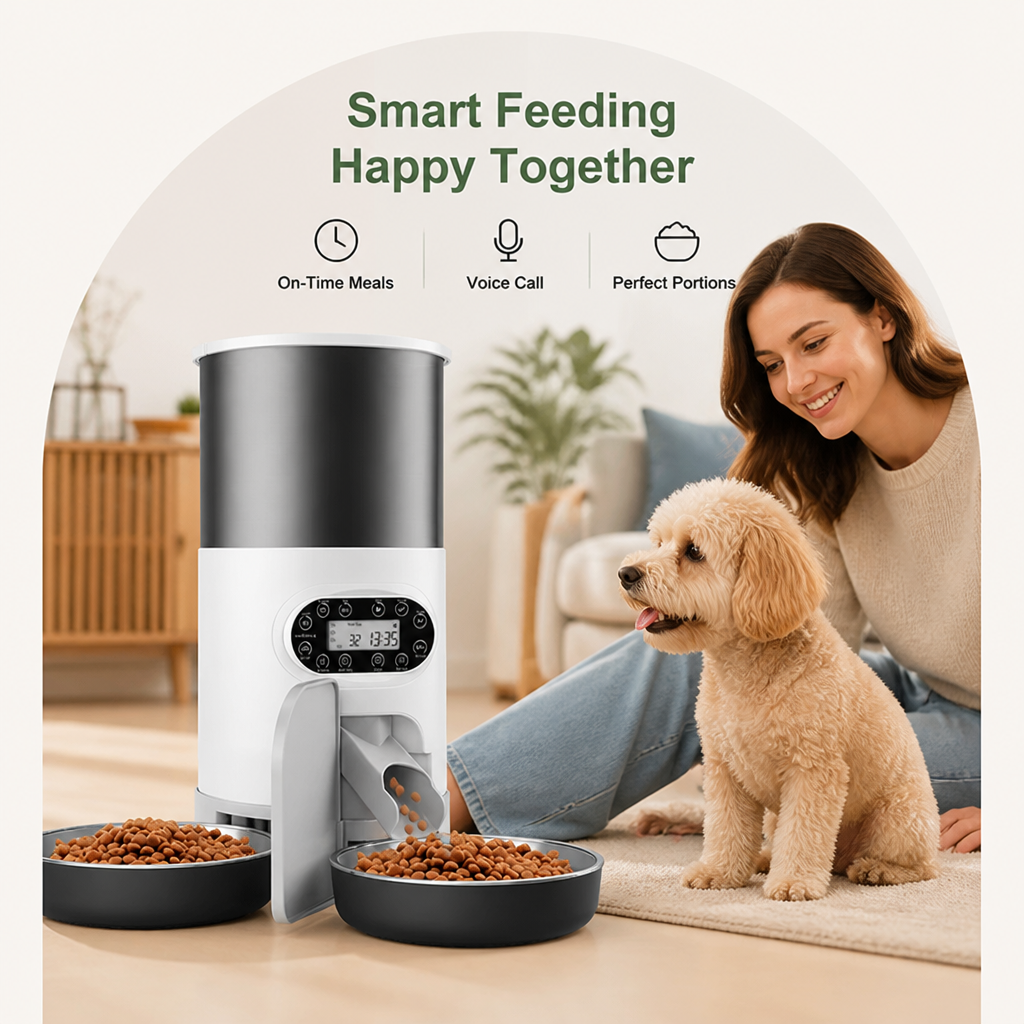 DogBedHouse Programmable Portion Control & Infrared Anti-Overflow Pet Feeder