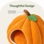 DogBedHouse Pumpkin-Shaped Plush PP Cotton & Non-Slip Pet House (Removable Cushion)