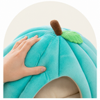 DogBedHouse Pumpkin-Shaped Plush PP Cotton & Non-Slip Pet House (Removable Cushion)