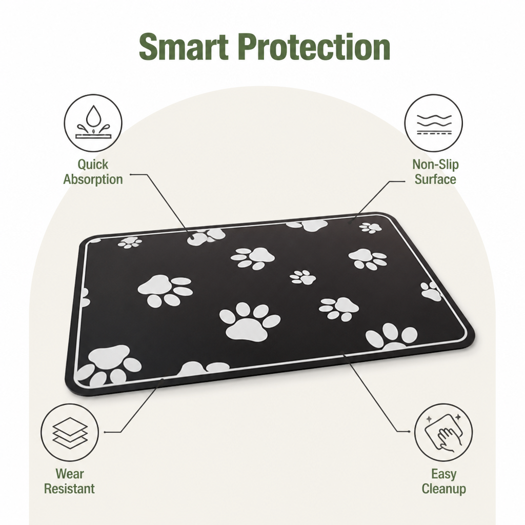 DogBedHouse Quick-Dry Diatomite & Non-Slip Feeding Mat