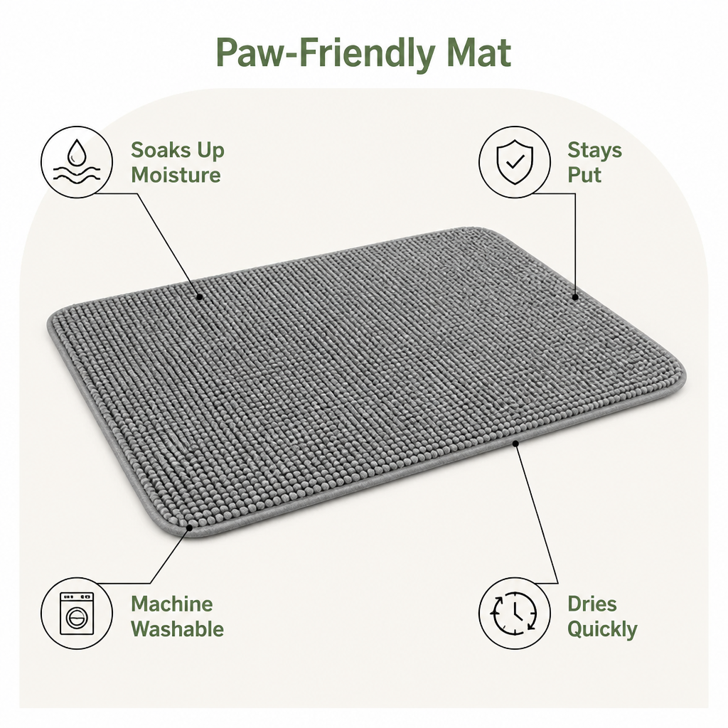 DogBedHouse Quick-Dry Microfiber Absorbent & Non-Slip Dog Mat