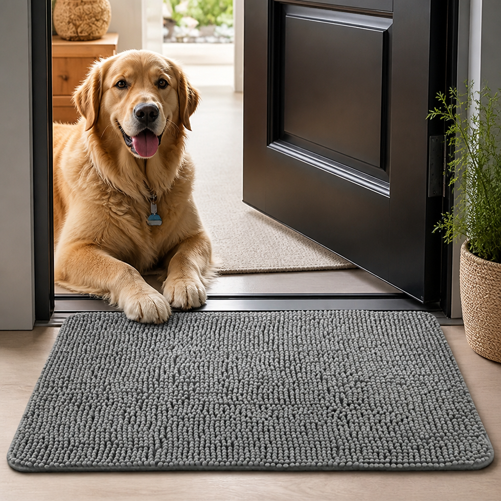 DogBedHouse Quick-Dry Microfiber & Non-Slip Dog Door Mat