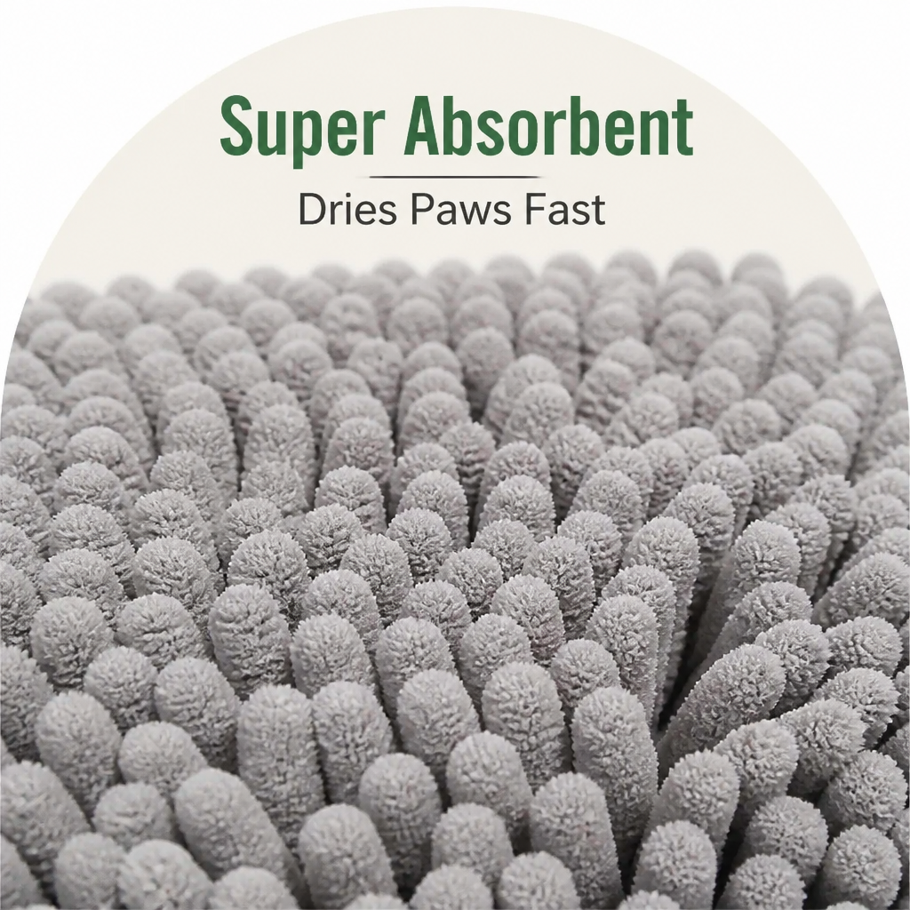 DogBedHouse Quick-Dry Microfiber & Non-Slip Dog Door Mat