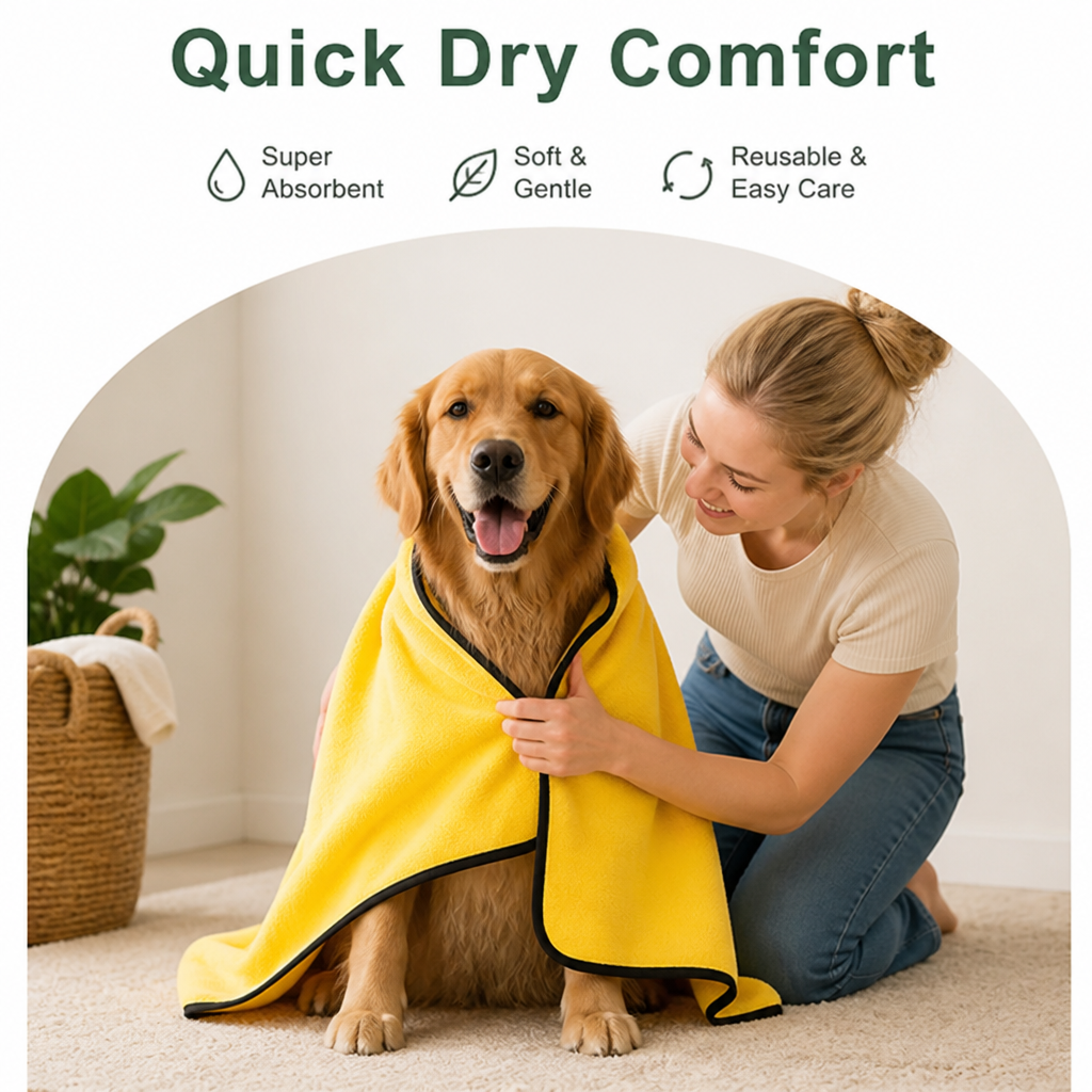 DogBedHouse Quick-Drying & Ultra-Absorbent Pet Towel (Multiple Sizes)