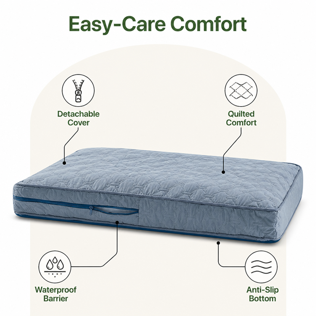DogBedHouse Quilted Brushed Waterproof & Anti-Slip Dog Bed Cover