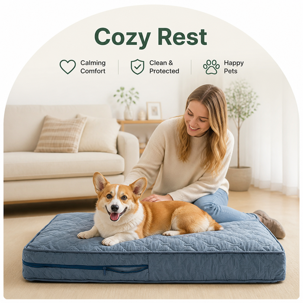 DogBedHouse Quilted Brushed Waterproof & Anti-Slip Dog Bed Cover