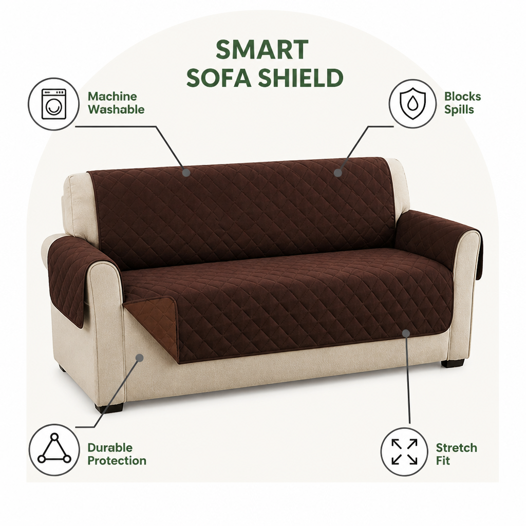 DogBedHouse Quilted Stretch & Machine-Washable Sofa Cover (1/2/3-Seater)
