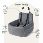 DogBedHouse Quilted Washable Oxford & Safety Belt Dog Car Seat (Removable Cushion)