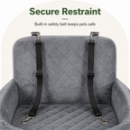 DogBedHouse Quilted Washable Oxford & Safety Belt Dog Car Seat (Removable Cushion)