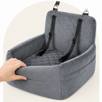 DogBedHouse Quilted Washable Oxford & Safety Belt Dog Car Seat (Removable Cushion)