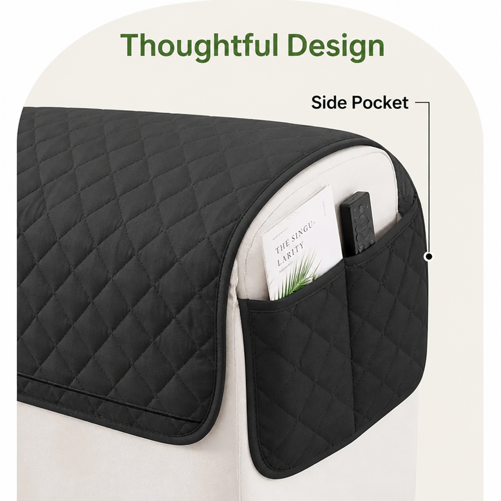 DogBedHouse Quilted Waterproof & Anti-Slip Recliner Cover (Side Pockets)