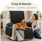 DogBedHouse Quilted Waterproof & Anti-Slip Recliner Cover (Side Pockets)