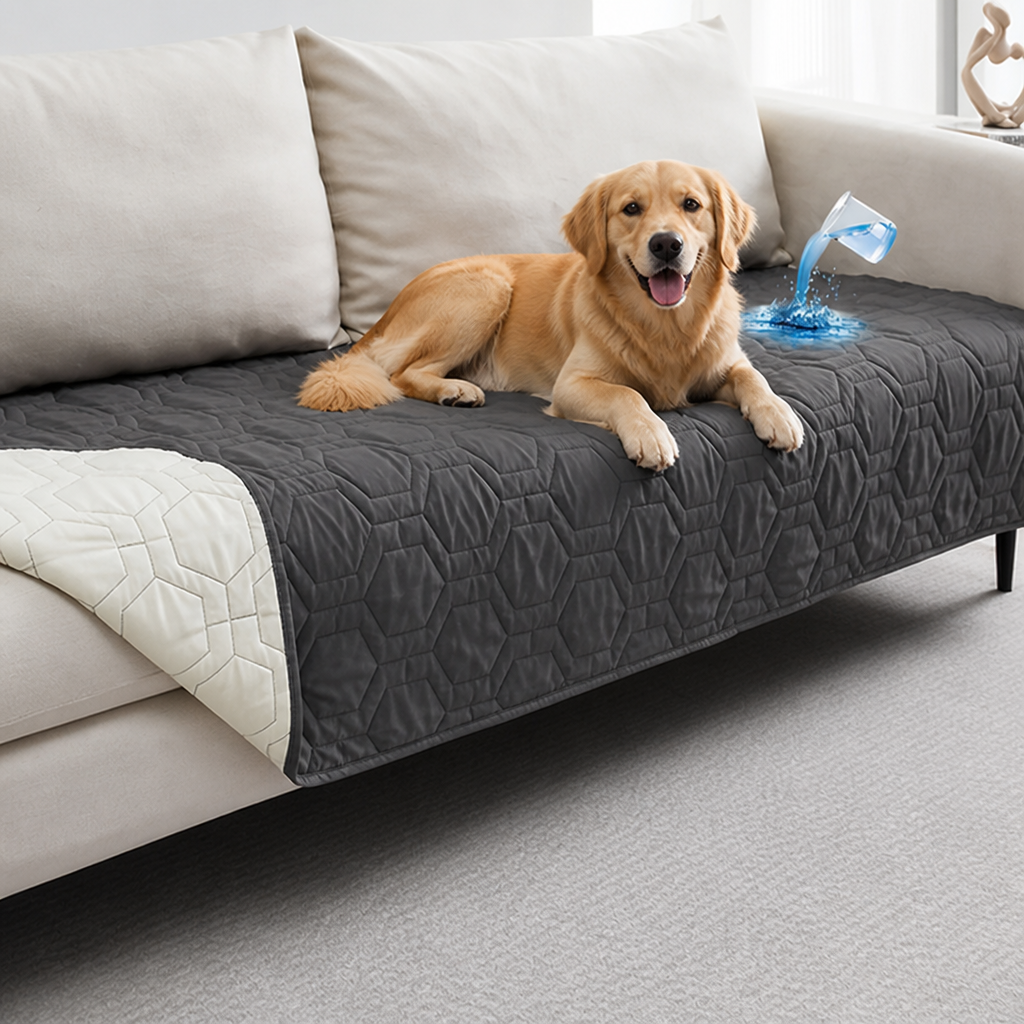 DogBedHouse Quilted Waterproof Machine Washable Sofa & Bed Cover (Non-Slip Backing)