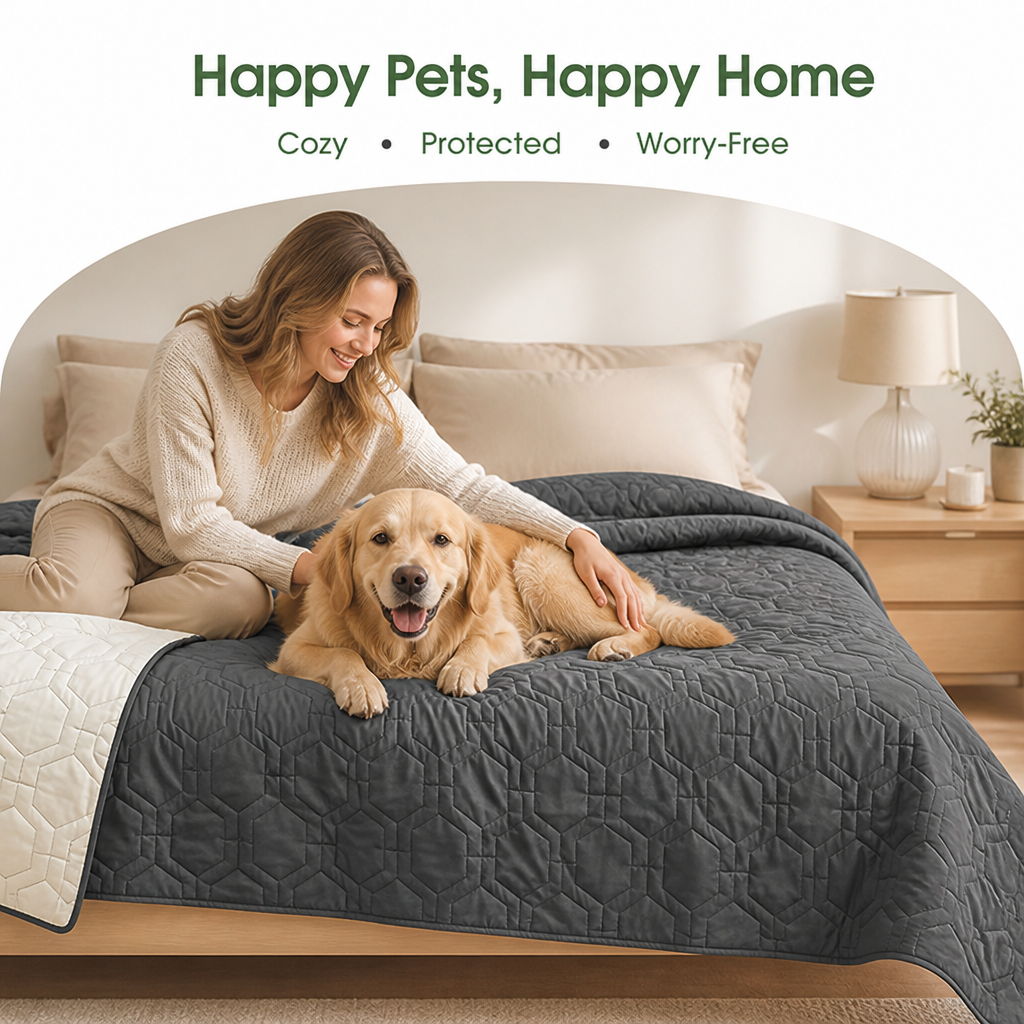 DogBedHouse Quilted Waterproof Machine Washable Sofa & Bed Cover (Non-Slip Backing)