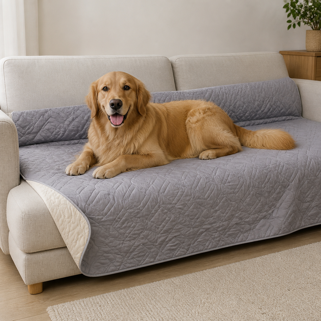 DogBedHouse Quilted Waterproof Machine Washable Sofa & Bed Cover (Non-Slip Backing)