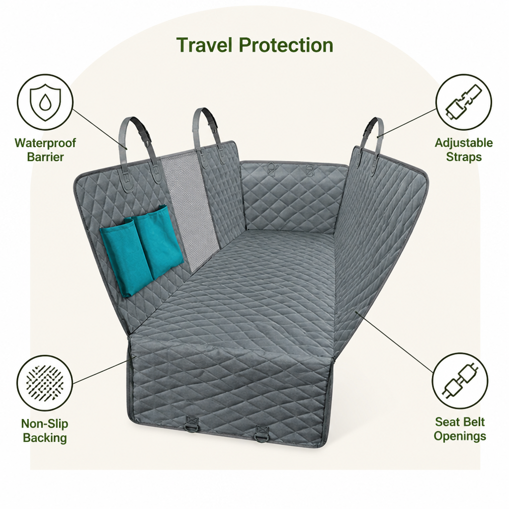 DogBedHouse Quilted Waterproof & Non-Slip Car Seat Cover