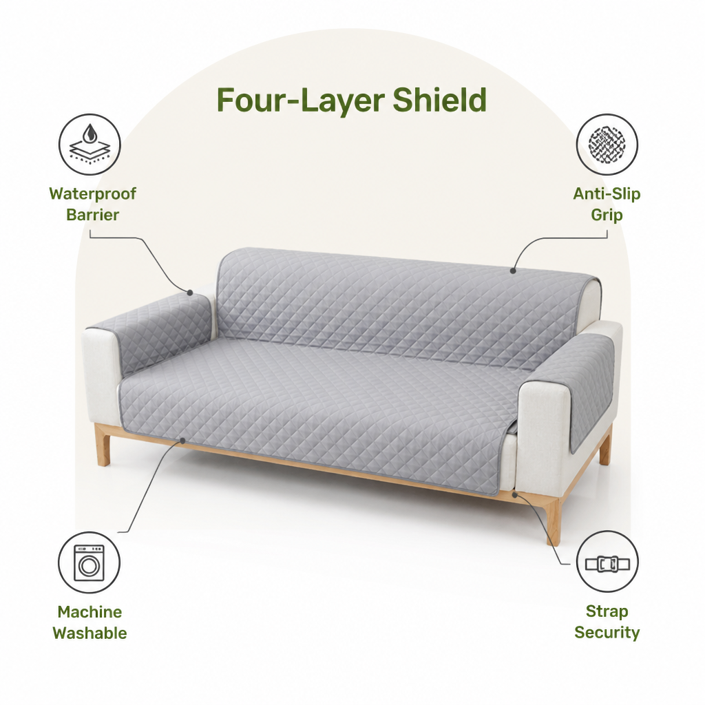 DogBedHouse Quilted Waterproof & Non-Slip Sofa Protector