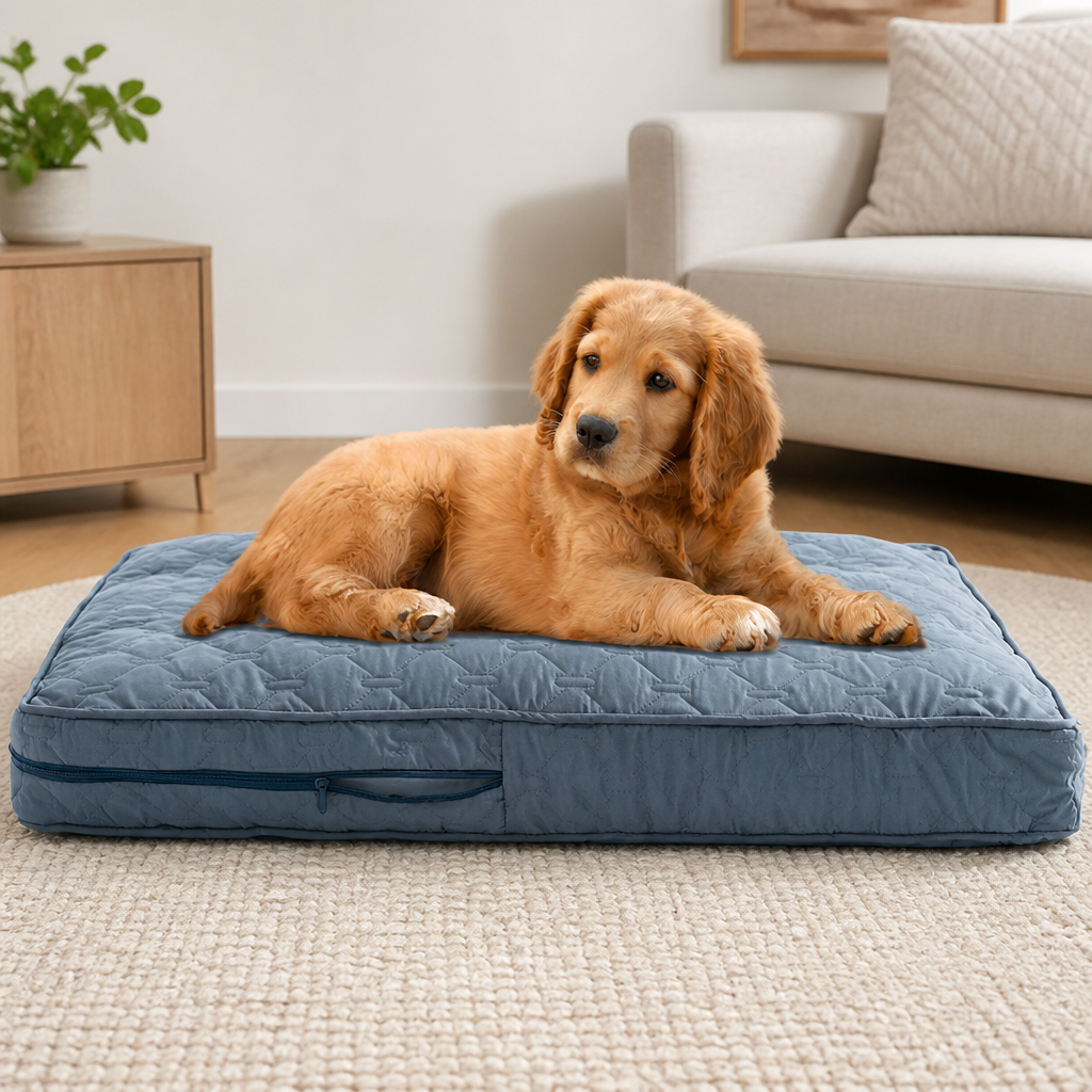 DogBedHouse Quilted Waterproof Washable Dog Bed Cover (Removable)