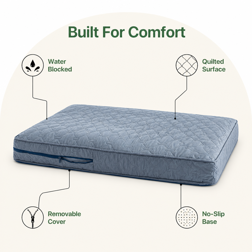 DogBedHouse Quilted Waterproof Washable Dog Bed Cover (Removable)