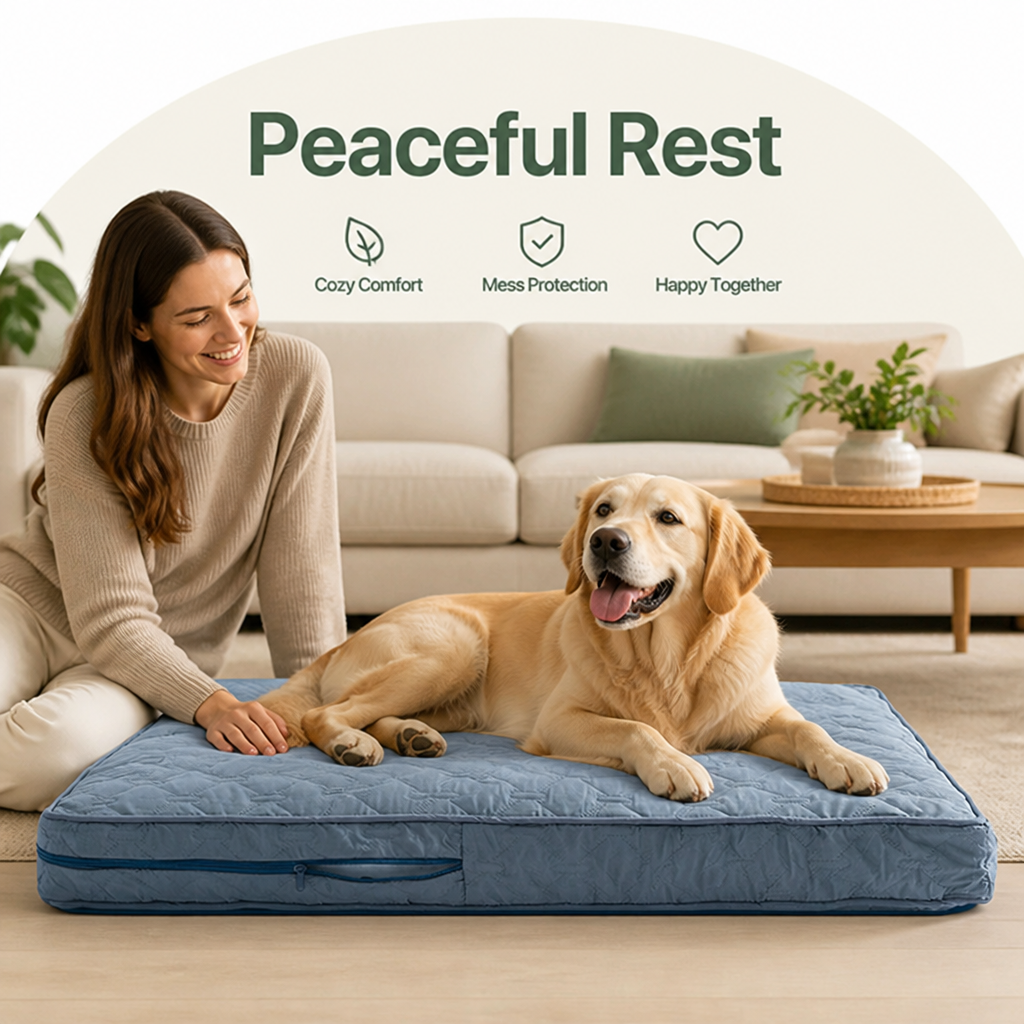 DogBedHouse Quilted Waterproof Washable Dog Bed Cover (Removable)