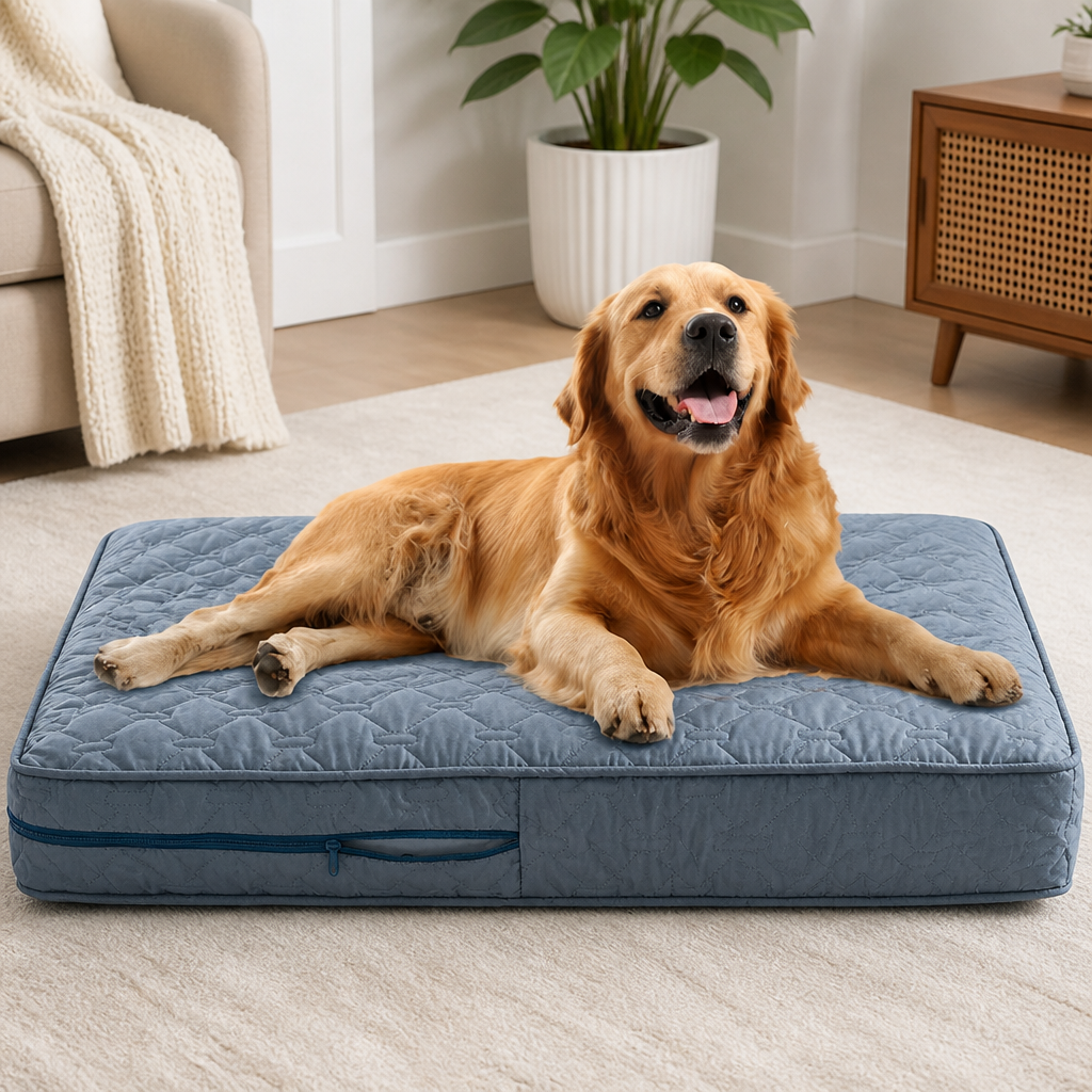 DogBedHouse Quilted Waterproof Washable Dog Bed Cover (Removable)