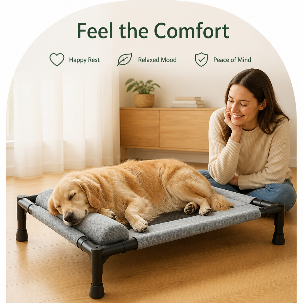DogBedHouse Raised Breathable Mesh Dog Bed (Removable Washable Pillow)