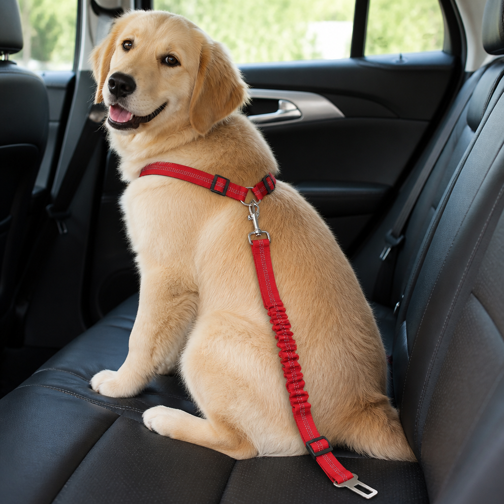 DogBedHouse Reflective & Adjustable Car Seat Leash (Quick-Release)
