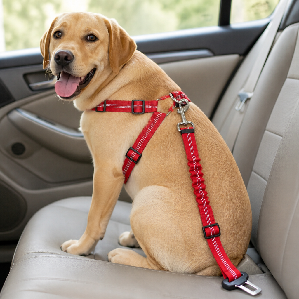 DogBedHouse Reflective & Adjustable Car Seat Leash (Quick-Release)