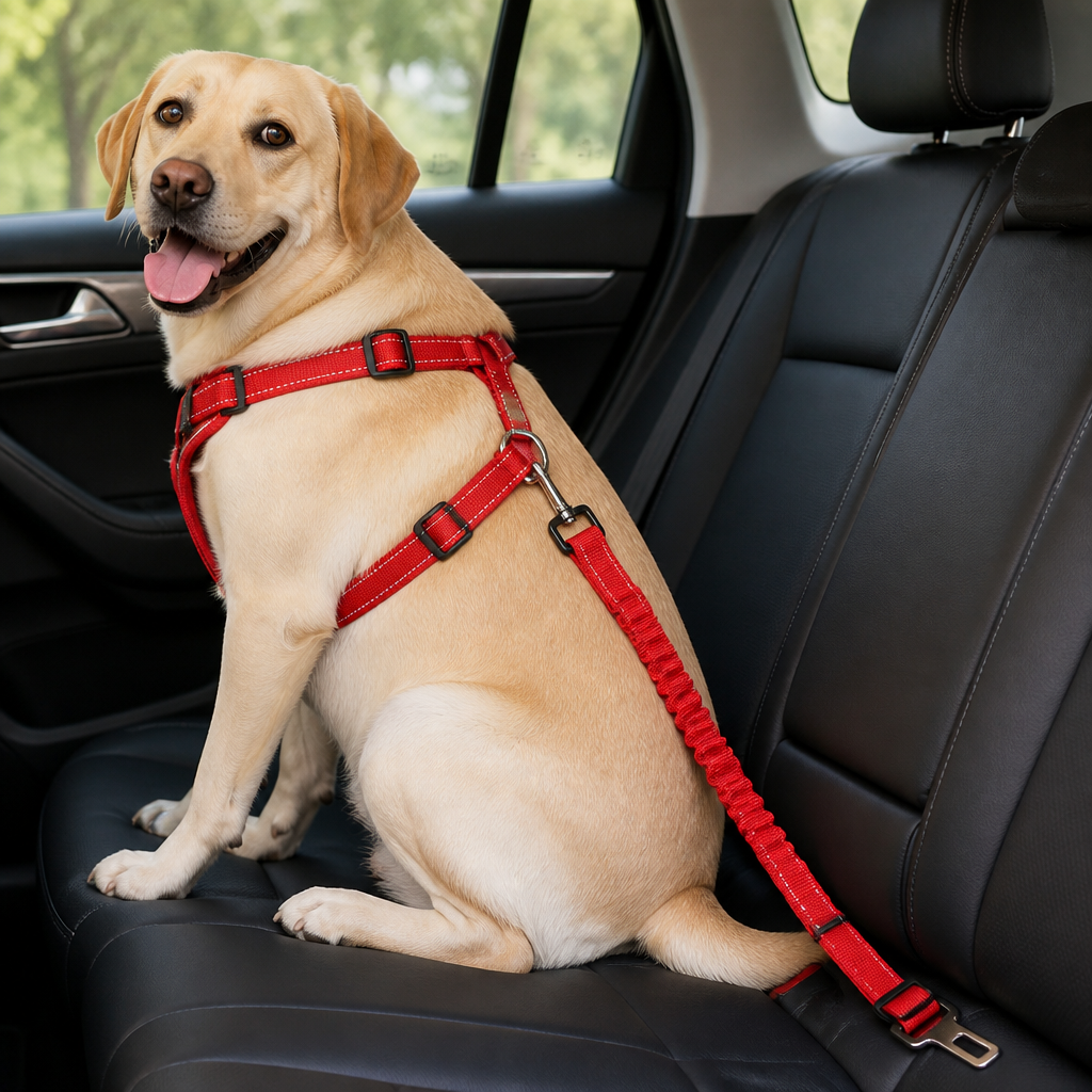 DogBedHouse Reflective & Adjustable Car Seat Leash (Quick-Release)