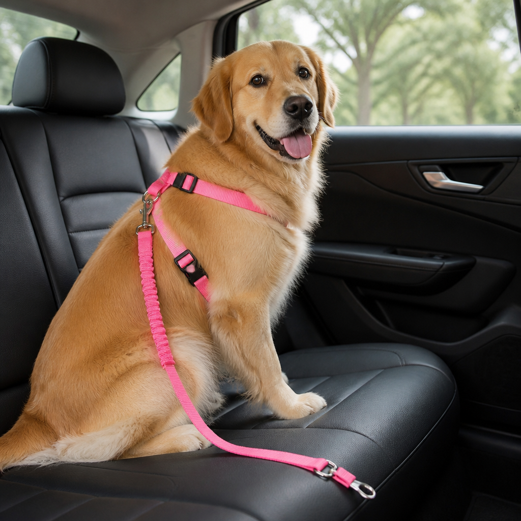 DogBedHouse Reflective & Adjustable Car Seat Leash (Quick-Release)