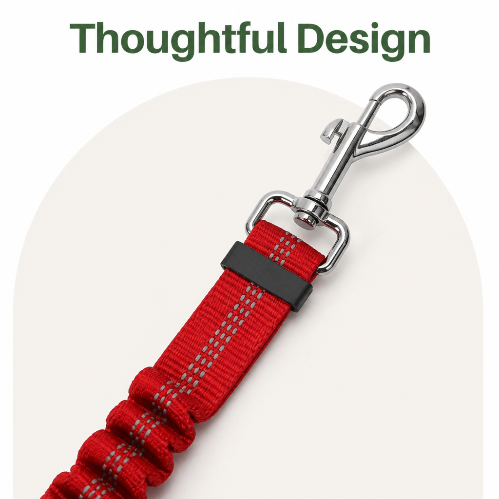 DogBedHouse Reflective & Adjustable Car Seat Leash (Quick-Release)