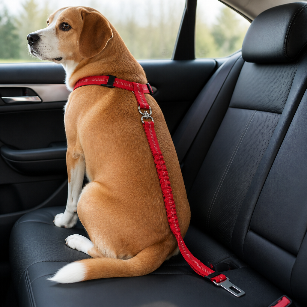 DogBedHouse Reflective & Adjustable Car Seat Leash (Quick-Release)