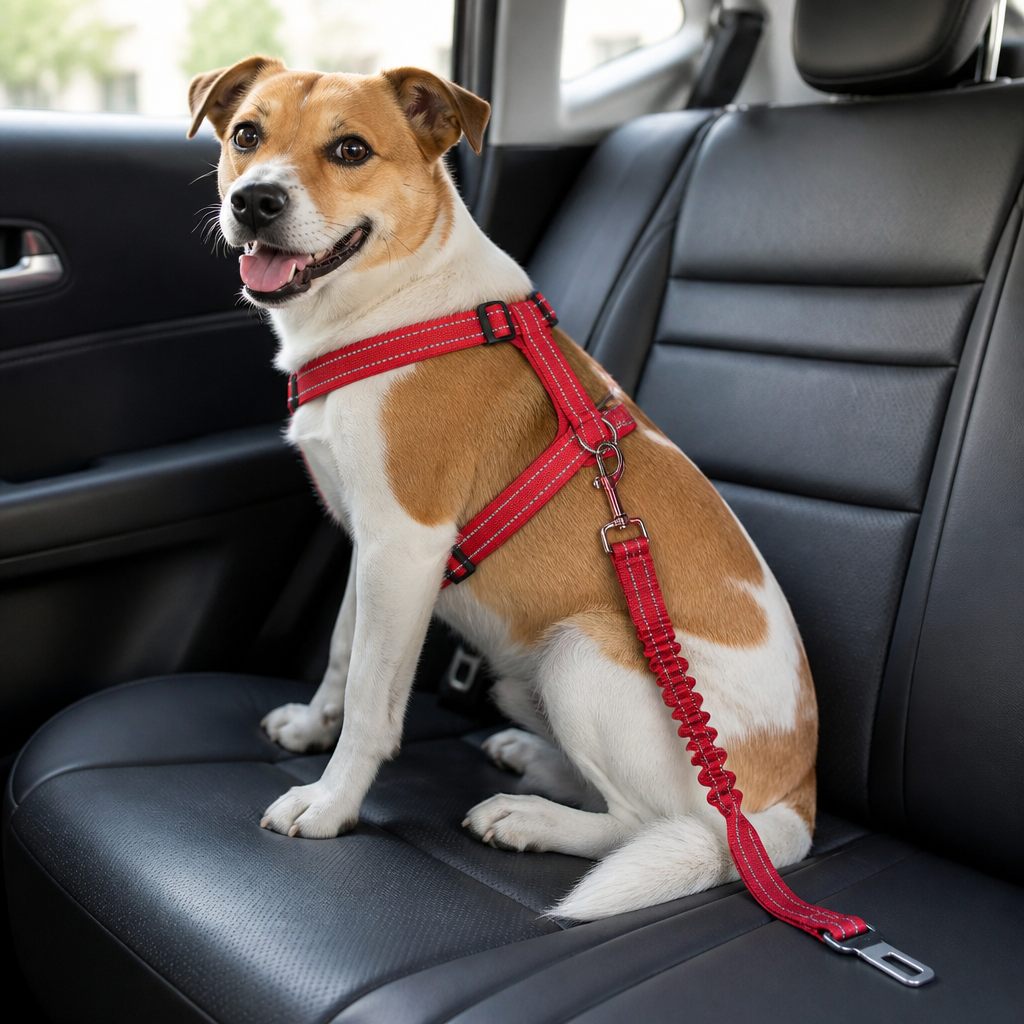 DogBedHouse Reflective & Adjustable Car Seat Leash (Quick-Release)