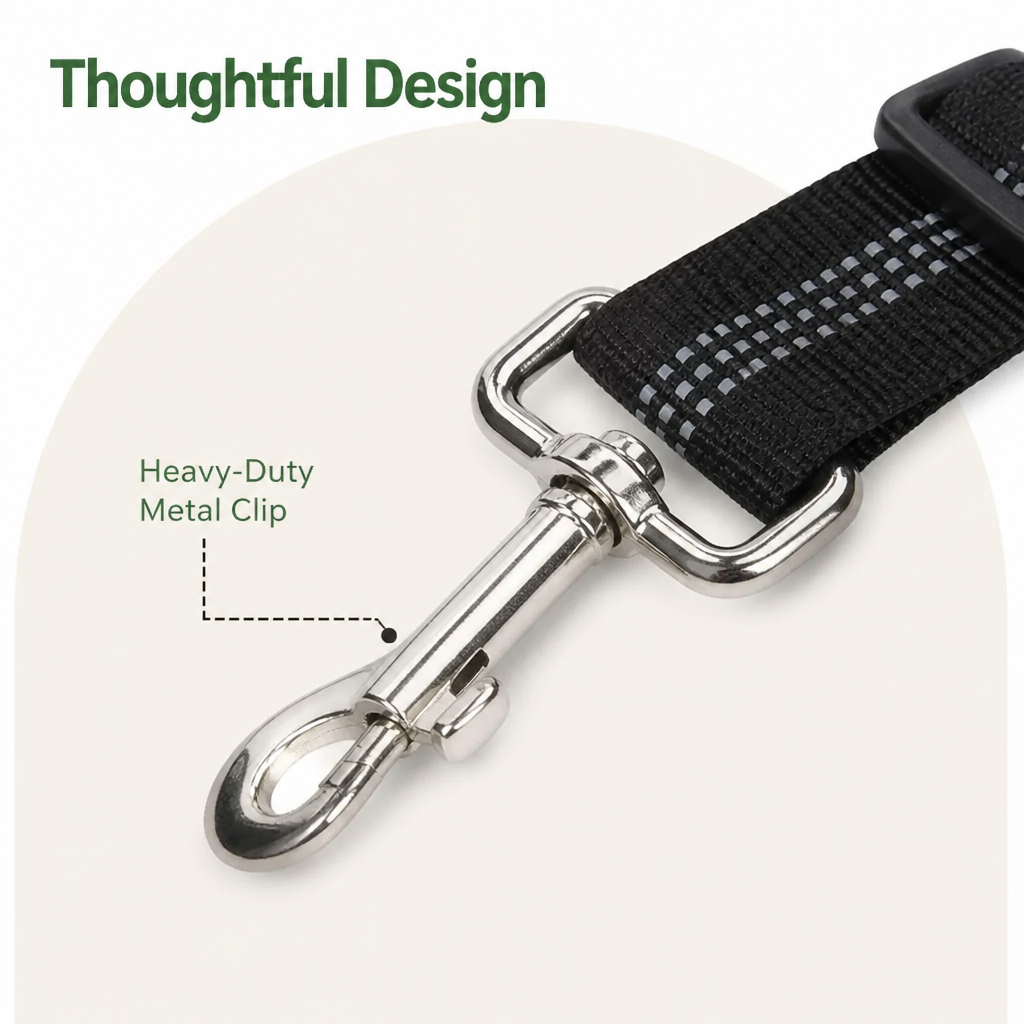 DogBedHouse Reflective & Adjustable Nylon Car Seat Belt (2-in-1)