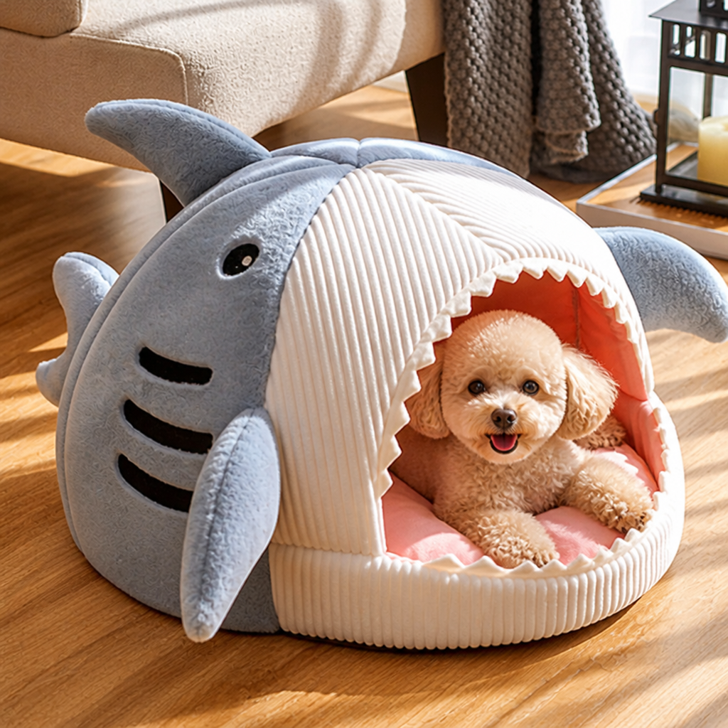 DogBedHouse Resilient PP Cotton & Non-Slip Enclosed Cat Bed