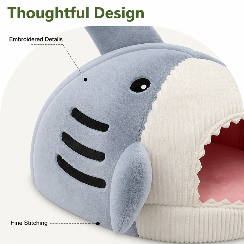 DogBedHouse Resilient PP Cotton & Non-Slip Enclosed Cat Bed