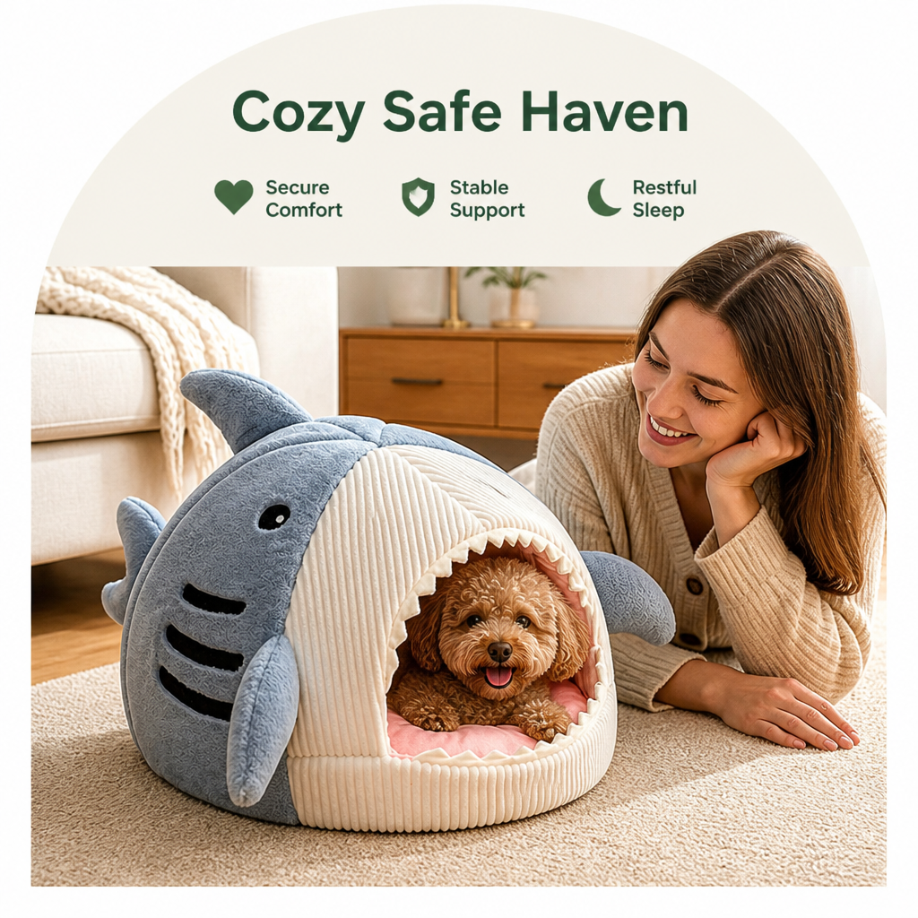 DogBedHouse Resilient PP Cotton & Non-Slip Enclosed Cat Bed