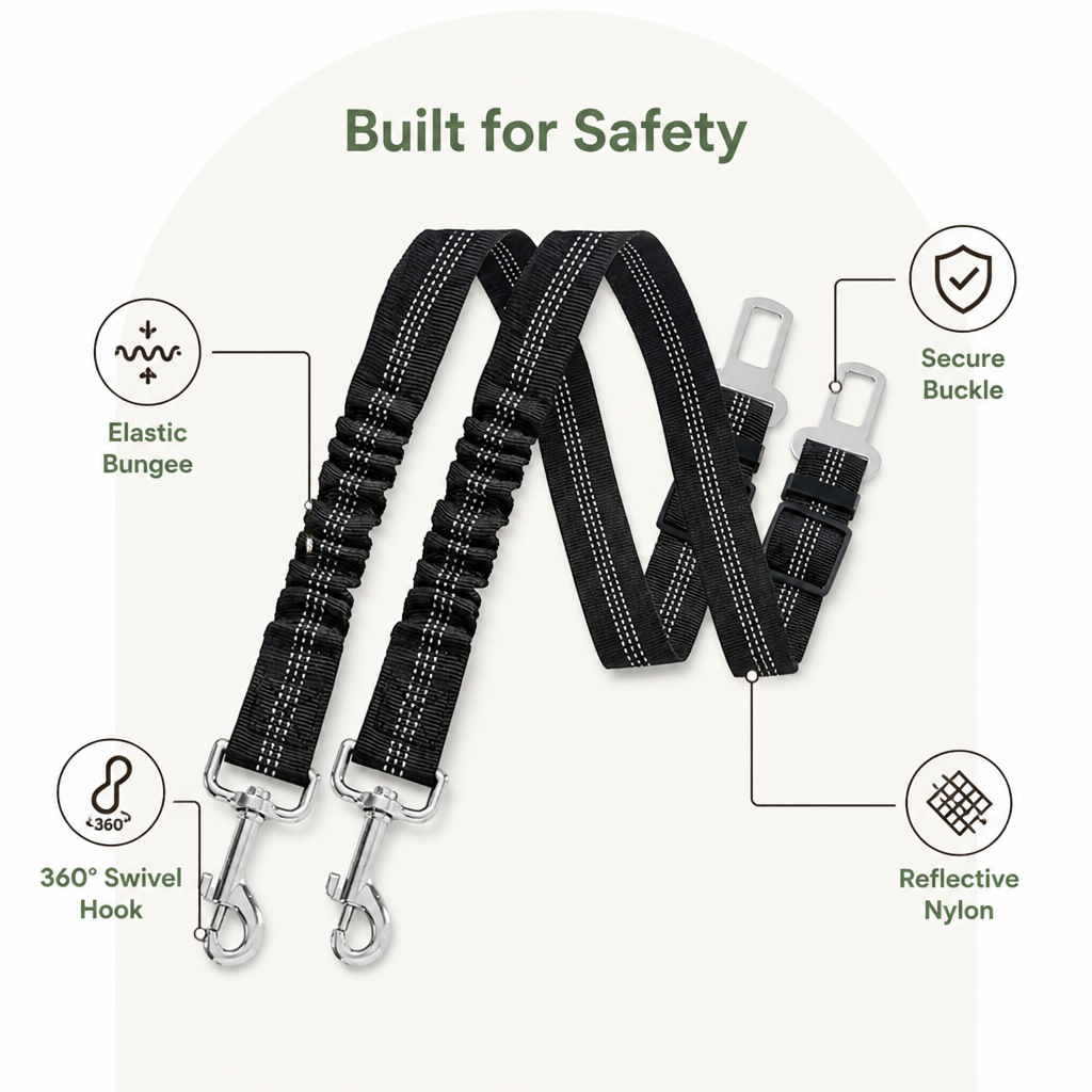 DogBedHouse Retractable Heavy-Duty Nylon Dog Seat Belt