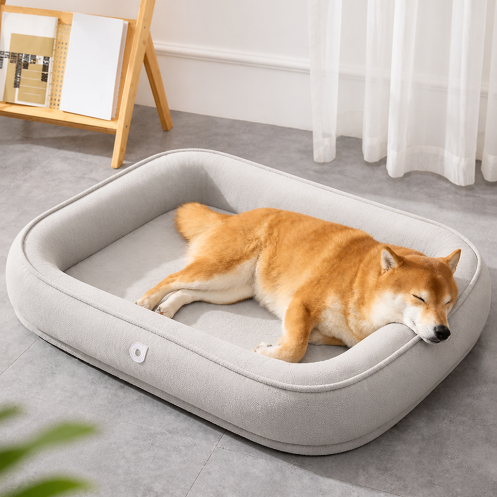 DogBedHouse Reversible Plush Fleece Bolster Bed