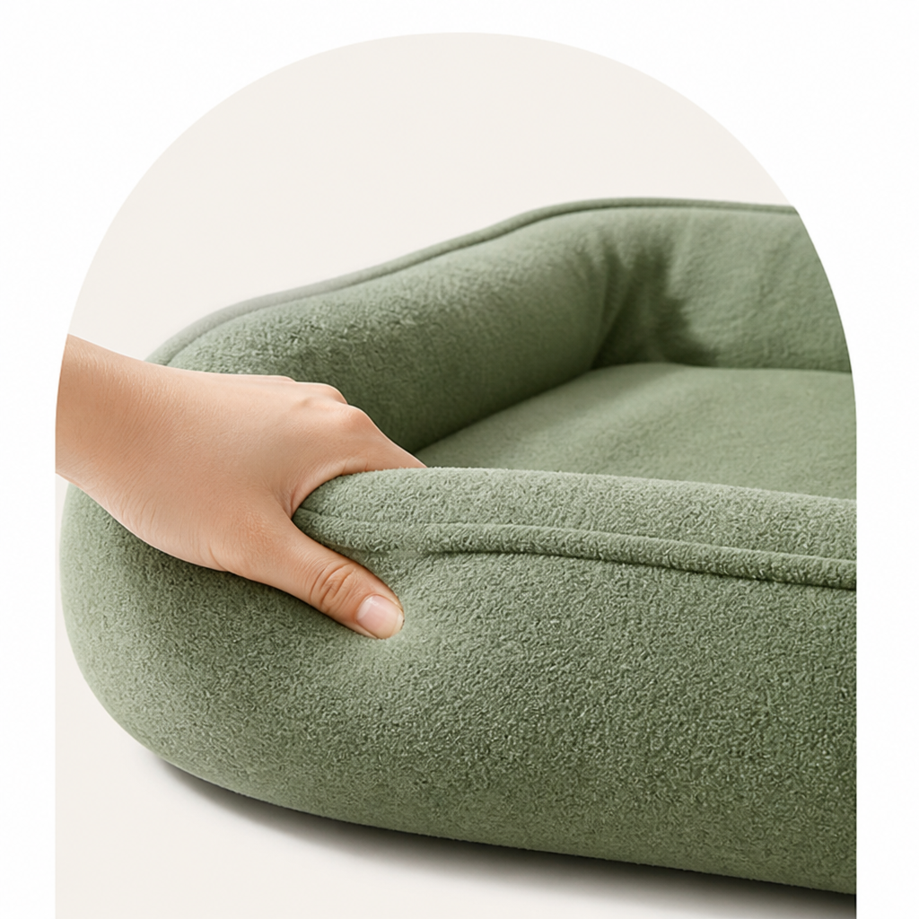 DogBedHouse Reversible Plush Fleece Bolster Bed