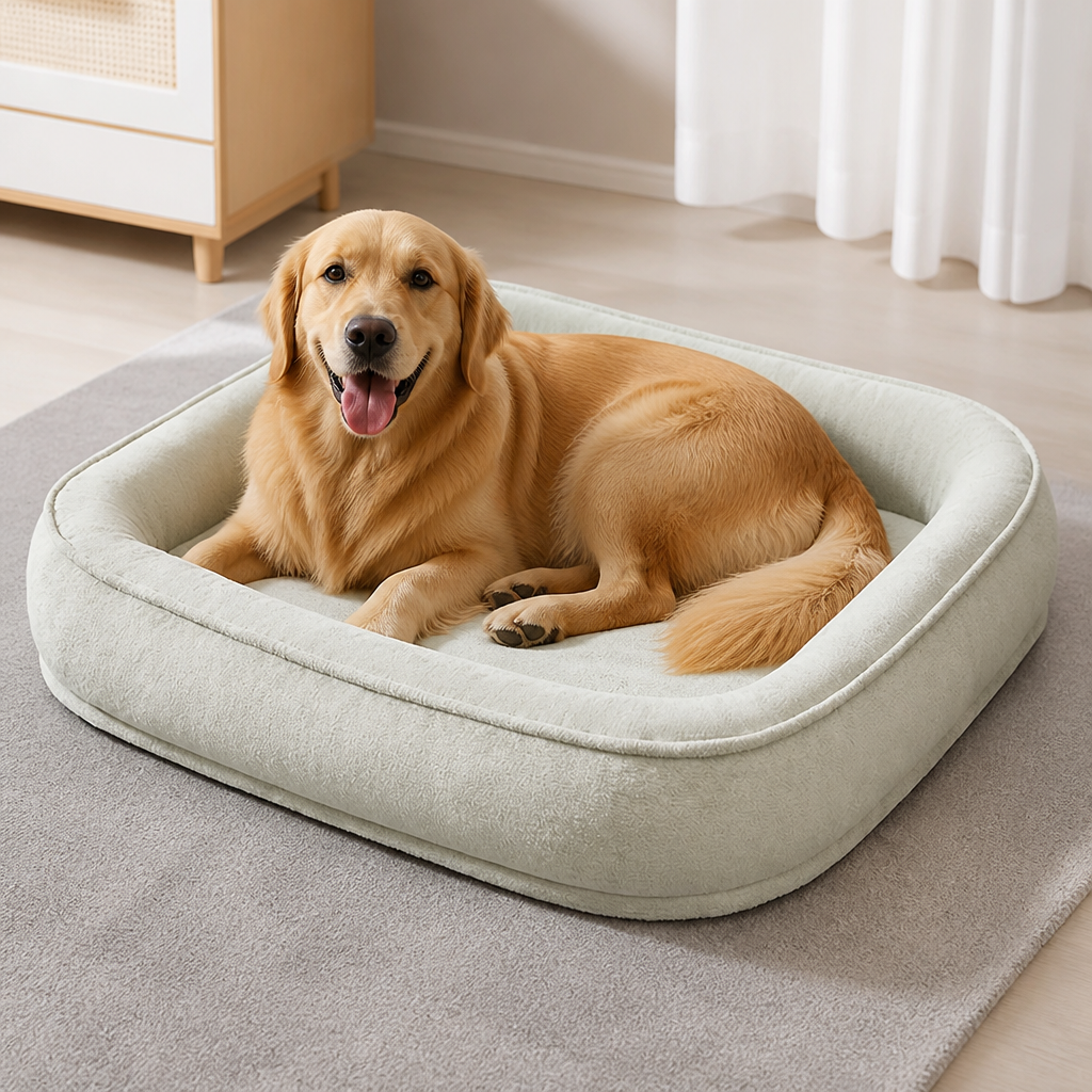 DogBedHouse Reversible Plush Fleece Bolster Bed