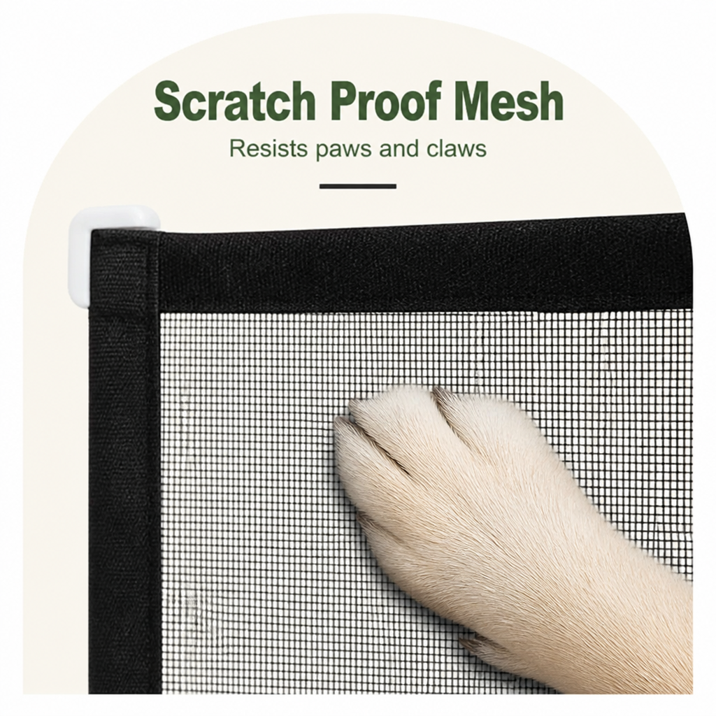 DogBedHouse Scratch-Resistant Nylon Foldable Pet Gate (Tool-Free Setup)