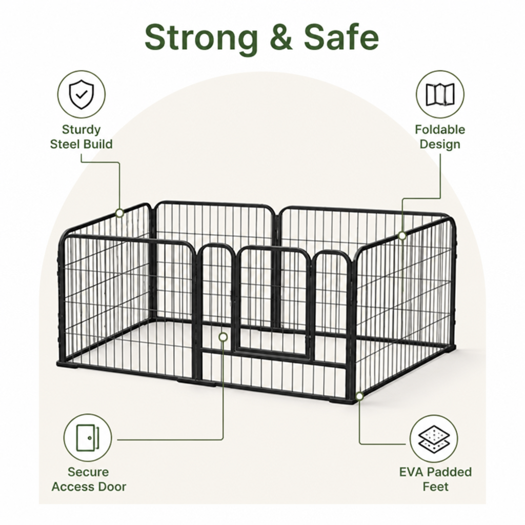 DogBedHouse Secure Foldable Stainless Steel Pet Playpen