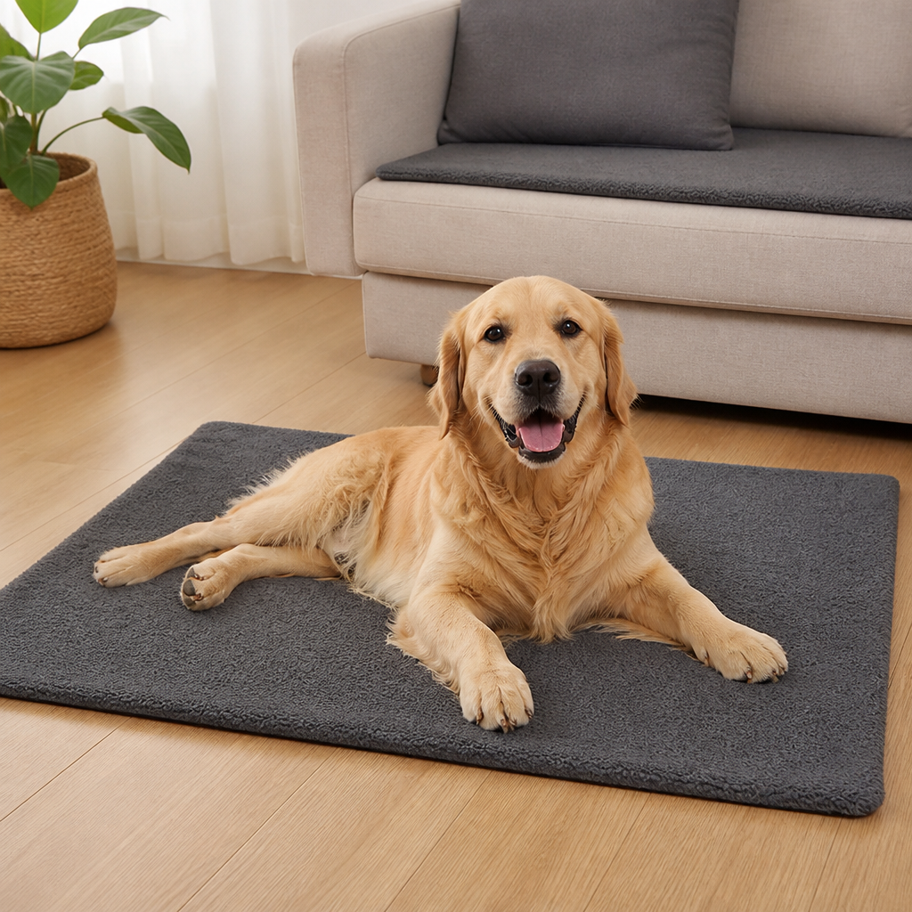 DogBedHouse Self-Heating Heat-Reflective Lambswool Pet Mat (Removable Cover)