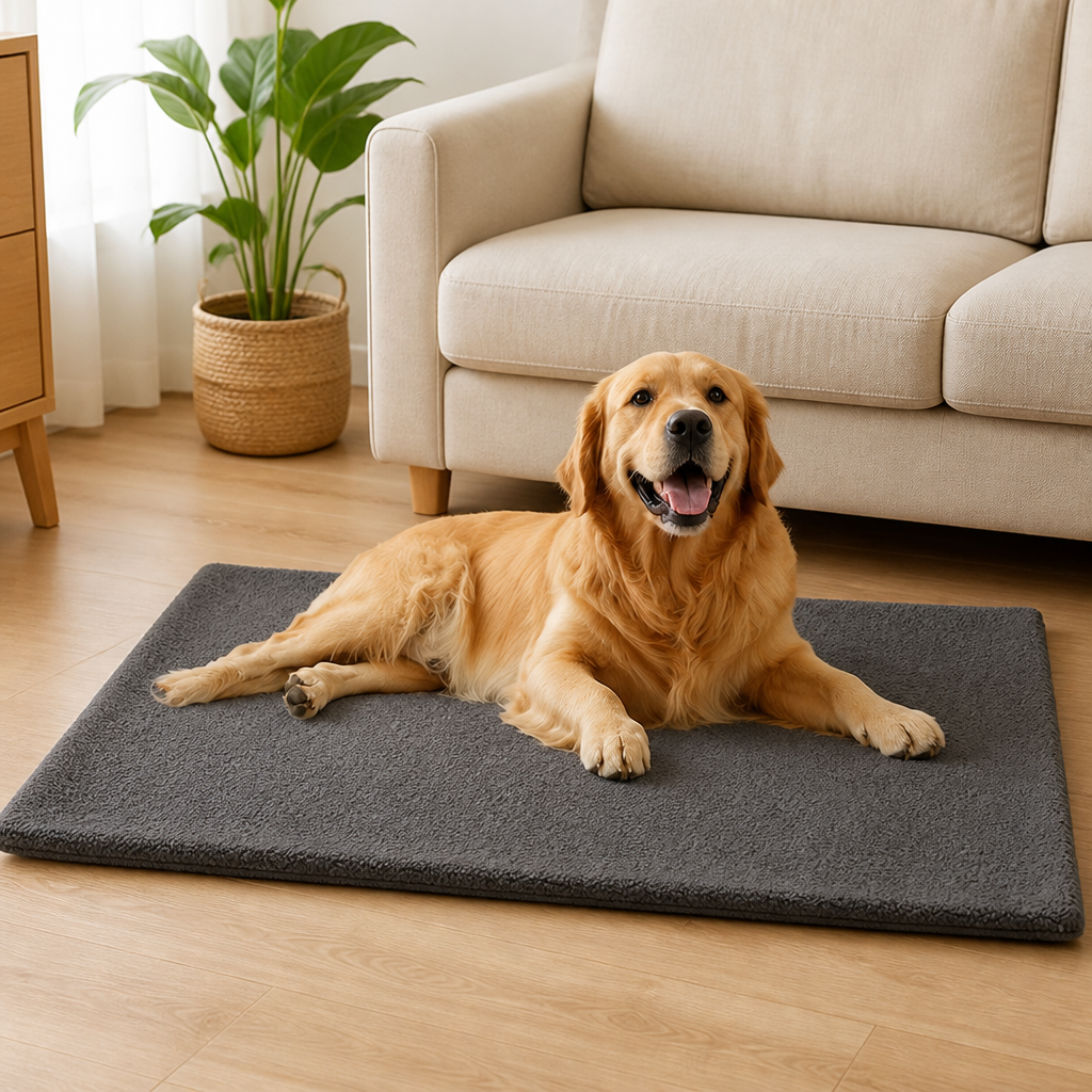 DogBedHouse Self-Heating Lambswool Non-Slip Pet Mat (Removable Cover)